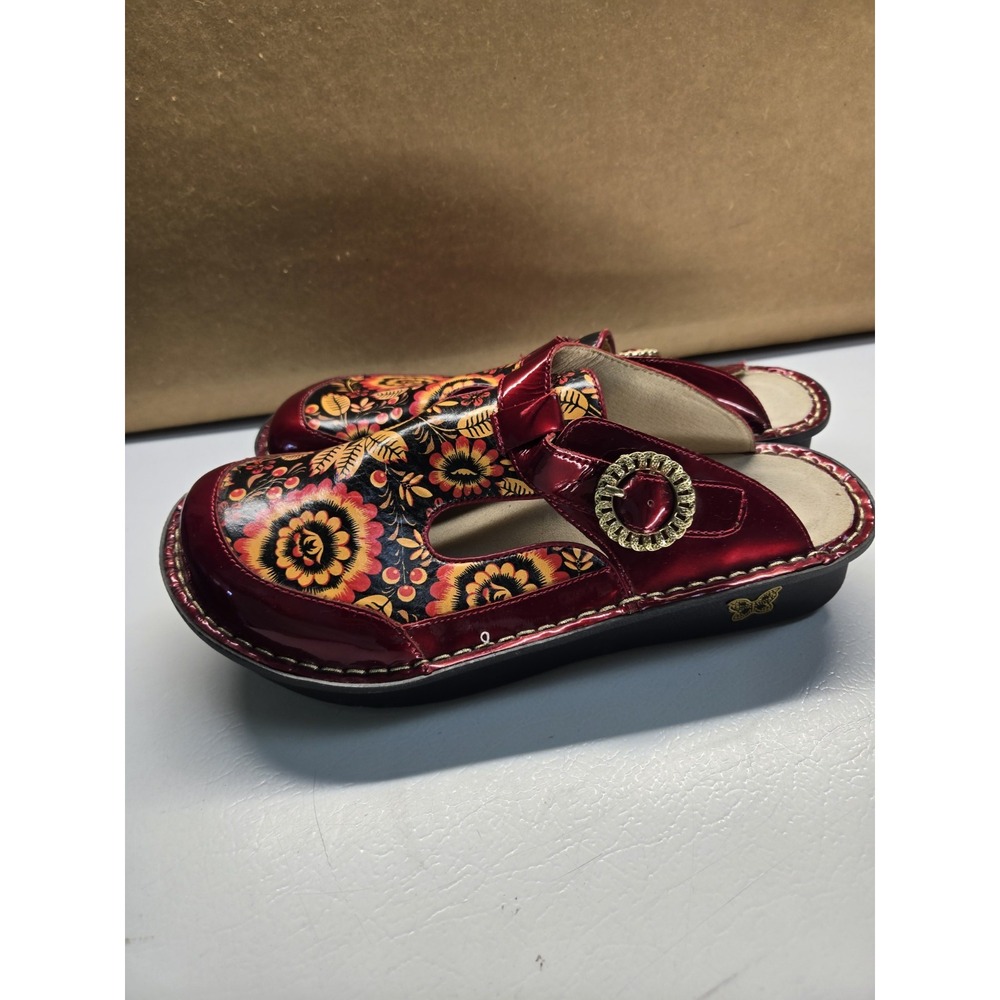 Alegria 41 Mary Jane Red Floral Patent Leather ALG-810 Comfort Sandals